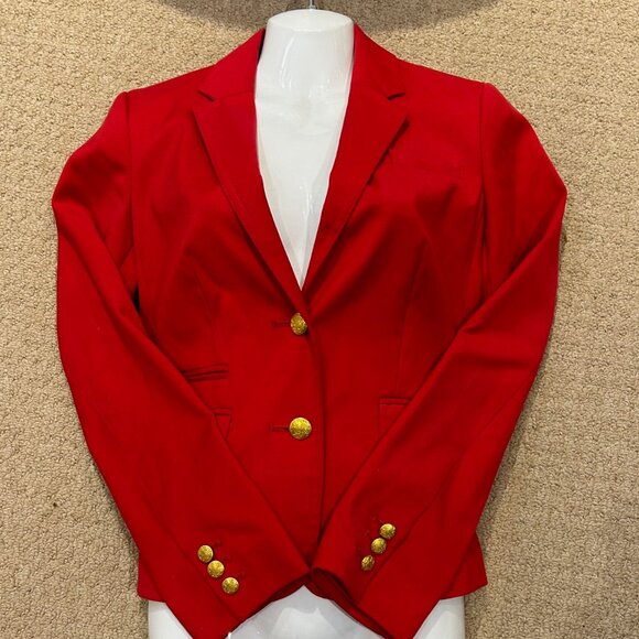 EUC JCrew size 6 red blazer - military inspired, patterned lining - Picture 8 of 8